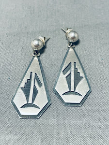 Awesome Vintage Native American Hopi Sterling Silver Overlay Earrings-Nativo Arts
