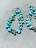 Wonderful Vintage Native American Navajo Turquoise With Silver Bears Sterling Silver Earrings-Nativo Arts
