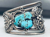 Huge Heavy Old Vintage Native American Navajo Spiderweb Turquoise Sterling Silver Bracelet-Nativo Arts