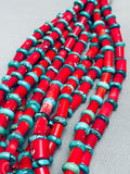 614 Grams Best Native American Navajo Coral Sterling Silver Turquoise Necklace-Nativo Arts
