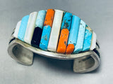 Unique Vintage Native American Navajo Pilot Mountain Turquoise Sterling Silver Bracelet-Nativo Arts