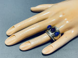 Exquisite Vintage Native American Navajo Sugulite Lapis Sterling Silver Ring-Nativo Arts