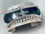 Important Vintage Francisco Gomez Turquoise Onyx Inlay Sterling Silver Bracelet
