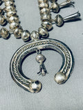 Mind Bending Antique Vintage Native American Navajo Sterling Silver Squash Blossom Necklace-Nativo Arts