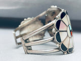 Huge Quality Vintage Native American Zuni Turquoise Inlay Sterling Silver Bracelet-Nativo Arts