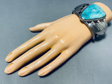 Gorgeous Vintage Native American Navajo Old Kingman Turquoise Sterling Silver Bracelet-Nativo Arts
