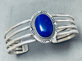 Stunning Vintage Native American Navajo Dome-shaped Midnight Lapis Sterling Silver Bracelet-Nativo Arts