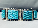 One Of The Best Ever Vintage Native American Navajo Turquoise Inlay Link Bracelet-Nativo Arts