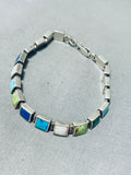 Impressive Vintage Native American Navajo Turquoise Sterling Silver Hinged Bracelet-Nativo Arts