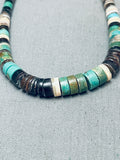 Very Old And Rare Vintage Santo Domingo Turquoise Heishi Necklace-Nativo Arts
