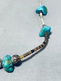 Native American One Of A Kind Vintage Santo Domingo 5 Blue Gem Turquoise Heishi Necklace-Nativo Arts