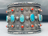 130 Grams Heavy Vintage Native American Navajo Turquoise Sterling Silver Thomas Bracelet-Nativo Arts