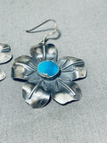 Flower Pedals Vintage Native American Navajo Turquoise Sterling Silver Earrings-Nativo Arts