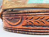 Rare Vintage Southwest Sterling Silver Turquoise Inlay Belt Buckle-Nativo Arts