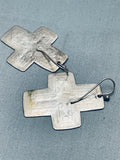 Impressive Vintage Navajo Sterling Silver Cross Earrings-Nativo Arts