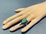 Aaron Anderson Vintage Native American Navajo Green Turquoise Sterling Silver Ring-Nativo Arts