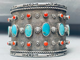 130 Grams Heavy Vintage Native American Navajo Turquoise Sterling Silver Thomas Bracelet-Nativo Arts