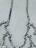 Glorious Vintage Native American Navajo Mexican 5 Sterling Silver Crosses Necklace-Nativo Arts