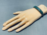Intriguing Vintage Native American Navajo Green Turquoise Sterling Silver Bracelet-Nativo Arts