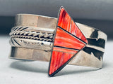 One Of Coolest Ever Vintage Native American Navajo Spiny Oyster Sterling Silver Inlay Bracelet-Nativo Arts
