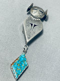 Astonishing Native American Navajo Spiderweb Turquoise Sterling Silver Kachina Pin/ Pendant-Nativo Arts