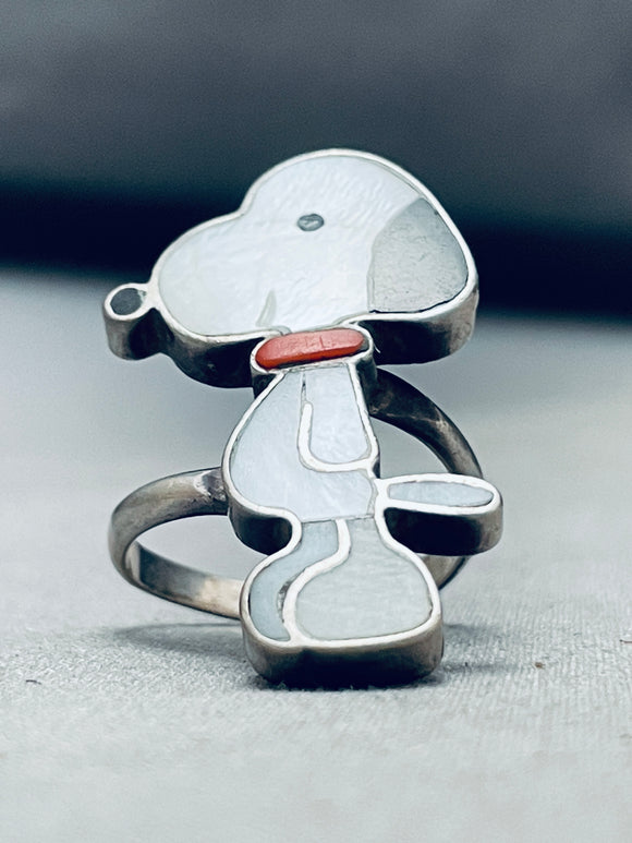 Huge Snoopy Vintage Native American Zuni Pearl Inlay