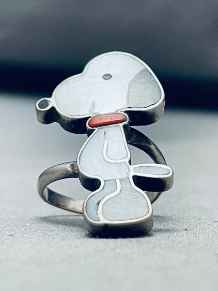 ズニ族AndreLonjosee作 Woodstock Silver Ring Zuni Thunderbird Inlay Sterling Silver Bracelet by Breon Wallace