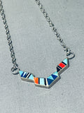 Native American Dropdead Gorgeous Vintage Zuni Sterling Silver Inlay Turquoise Necklace-Nativo Arts