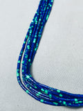 Intricate Native American Navajo Azurite Heishi Sterling Silver Vintage Necklace