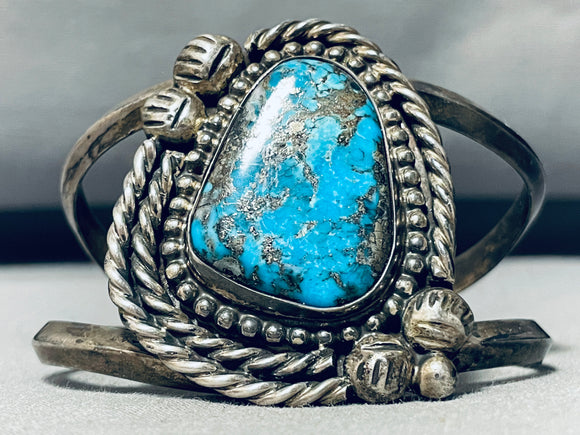 Ropes And Morenci Vintage Native American Navajo Turquoise Sterling Silver Bracele Told-Nativo Arts