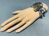 Fossilized Nautilus Rare Vintage Native American Navajo Turquoise Sterling Silver Bracelet-Nativo Arts