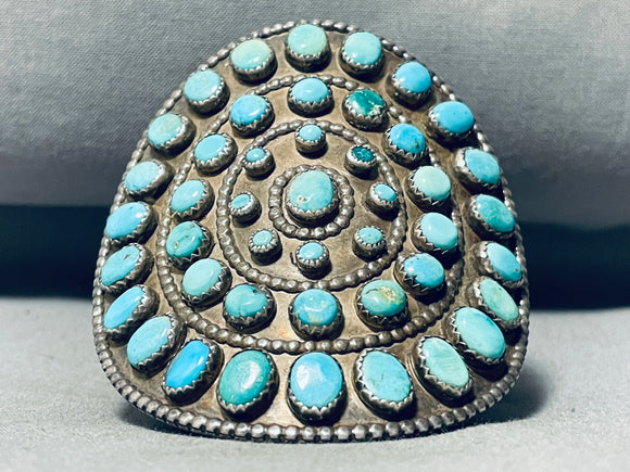 Important Hueg Vintage Native American Navajo Turquoise Sterling Silver Cluster Bracelet-Nativo Arts