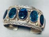 The Most Unique Vintage Native American Navajo Abalone Row Sterling Silvr Bracelet-Nativo Arts