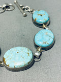 Fabulous Vintage Native American Navajo #8 Turquoise Mine Sterling Silver Link Bracelet-Nativo Arts