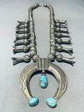 One Of The Best Vintage Native American Navajo Turquoise Sterling Silver Squash Blossom Necklace-Nativo Arts