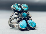 One Of The Best Vintage Native American Navajo Teardrop Turquoise Sterling Silver Ring-Nativo Arts
