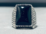 Jaw-dropping Vintage Native American Navajo Black Onyx Sterling Silver Ring-Nativo Arts