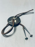 90 Gram One Of The Best Vintage Native American Navajo Agate Sterling Silver Bolo Tie-Nativo Arts