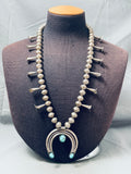 Early Vintage Navao Sterling Silver Turquoise Squash Blossom Necklace-Nativo Arts