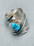 Twisted Leaf Native American Navajo Turquoise Sterling Silver Ring-Nativo Arts