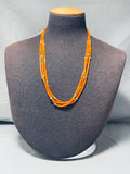 Rare Orange Coral!! Native American Navajo Sterling Silver Turquoise Necklace-Nativo Arts