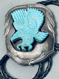 Huge Heavy Vintage Native American Navajo Hand-carved Eagle Sterling Silver Bolo Tie-Nativo Arts