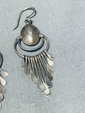 Dramatic Vintage Native American Navajo Signed Sterling Silver Dangle Earrings-Nativo Arts