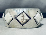 One Of The Most Unique Vintage Native American Navajo White Turquoise Sterling Silver Bracelet-Nativo Arts