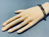 Signed Native American Navajo Amethyst Peridot Garnet Sterling Silver Bracelet-Nativo Arts