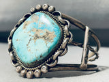 Interlocking Bezel!! Vintage Native American Navajo Turquoise Sterling Silver Bracelet-Nativo Arts