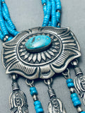 One Of The Finest Vintage Native American Navajo Turquoise Sterling Silver Necklace-Nativo Arts