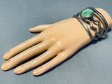 River Of Green Turquoise Vintage Native American Navajo Sterling Silver Bracelet-Nativo Arts