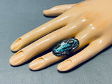 Fascinating Vintage Native American Navajo Godber Turquoise Sterling Silver Ring-Nativo Arts