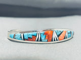 Outstanding Native American Navajo Blue Diamond Turquoise Sterling Silver Bracelet Signed-Nativo Arts